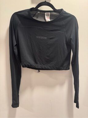Gymshark Black Long-Sleeve Cropped Training Top